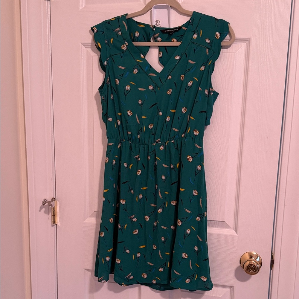41 Hawthorn Teal Floral Sleeveless V-Neck Dress